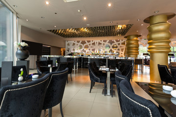 Hotel lobby cafe interior