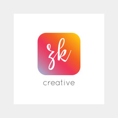 ZK logo, vector. Useful as branding, app icon, alphabet combination, clip-art.