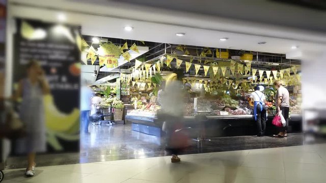 grocery store shopping time lapse shot