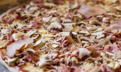 Tasty pizza texture from above