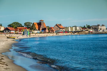 Foto op Plexiglas Hel,Poland-September 6,2016:Resort town of Hel in Pomerania, Poland, promenade and beach at Baltic Sea, popular vacation destination © Lukasz Janyst