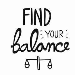 Find your balance word and scales vector illustration