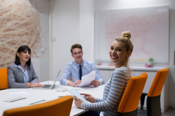 Business Team At A Meeting at modern office building