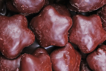 Chocolate cookie star shape.