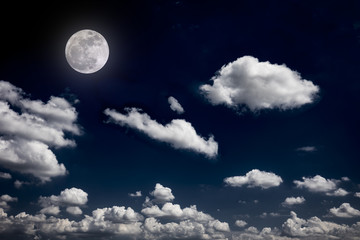 Naklejka na ściany i meble full moon background night sky white cloud