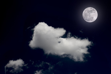 full moon background night sky white cloud