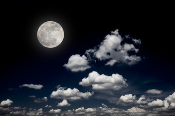 Fototapeta na wymiar full moon background night sky white cloud