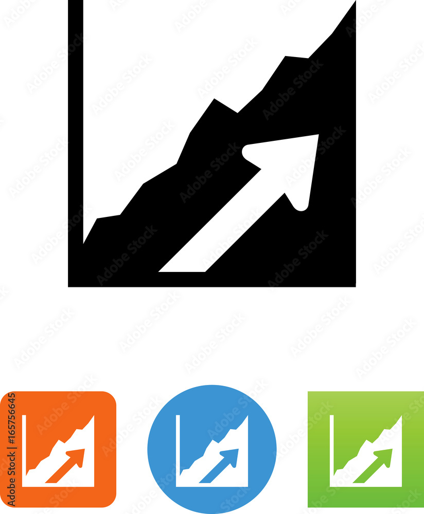 Sticker growth chart with arrow icon - illustration