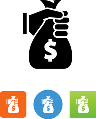 Hand Carrying Money Bag Icon - Illustration