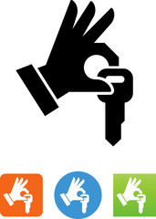 Hand Giving A Key Icon - Illustration