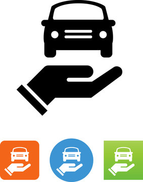 Hand Holding Car Icon - Illustration