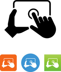 Hands Making A Tablet Selection Icon - Illustration
