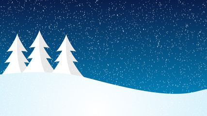 Christmas snowscape with tree and room for text graphics and logos - obrazy, fototapety, plakaty