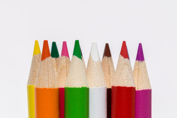 Lined up colored pencils
