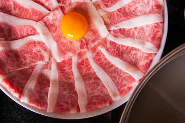 raw wagyu fresh meet ready for eat for shabu shabu