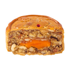 Mid-Autumn Festival mooncake isolated on white background with clipping path