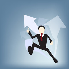 Hard-working Business man run for future, Business vector concept illustration