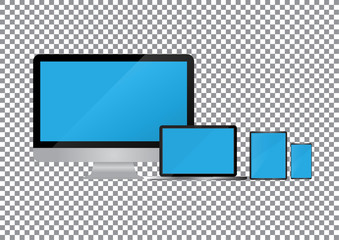 Set of computer tablet smartphone isolated on background