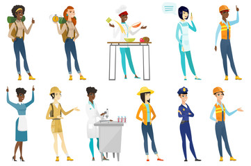 Professional women vector illustrations set.