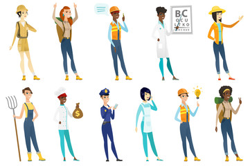 Professional women vector illustrations set.