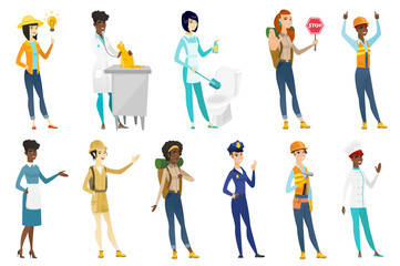 Fototapeta premium Professional women vector illustrations set.