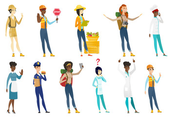 Fototapeta premium Professional women vector illustrations set.