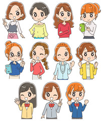 10~30代の女性 上半身のセット（ポジティブ）