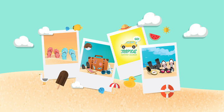 Summer holiday vacation concept, abstract style layout vector illustration