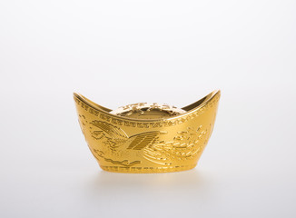 Gold or Chinese gold ingot mean symbols of wealth and prosperity on a background.