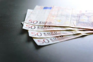 Close up of 50 Euro banknotes