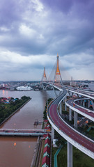Rama 9 Bridge in Thailand ,Bird eye view