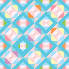 Abstract textile seamless pattern design with geometry shape on colorful pastel background colors.