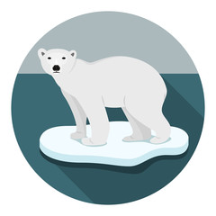 Eisbär auf Eisscholle Flat Design Vektor Grafik Illustration Icon