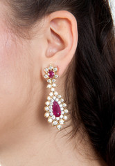 wearing earrings
