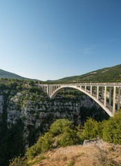 Scenic narrow road through Verdon gorge in Provence, France