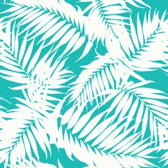 Papier peint Palmiers Texture d& 39 arrière-plan transparente camouflage kaki tropical. Feuilles d& 39 arbres de la jungle blanche sur fond bleu turquoise. Motif de tissu de mode. Illustration de conception de vecteur.