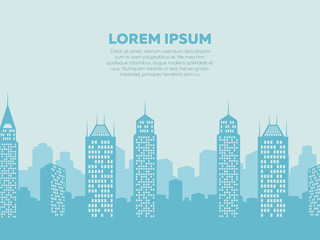 City landscape background - poster with downtown silhouettes