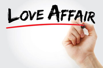 Hand writing Love affair with marker, concept background