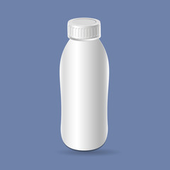 Plastic template milk bottle, yogurt. Blank packaging isolated on background. Package template. Realistic 3d mockup.