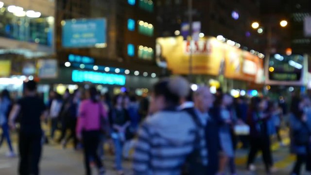 Mong Kok, Hong Kong, 23 March 2017 -: People walking in the street at night 