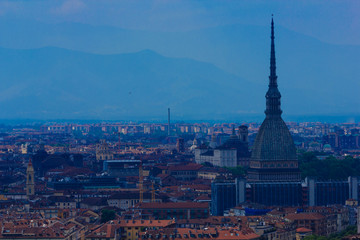 Fototapeta na wymiar a magnificent view of Turin with the Mole Antonelliana,the architectural symbol of Turin