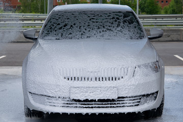 The machine is covered with thick foam and drains along with the mud