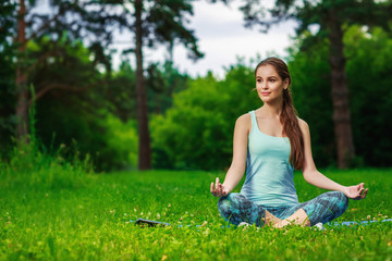 Young girl doing yoga outdoor