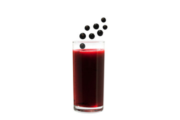 Detox Smoothie with black currant, cranberry, cowberry, blueberries on a white background. Diet drink. Cold beverage. Dessert.