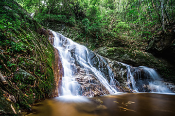 Waterfall inside tropical rainforest