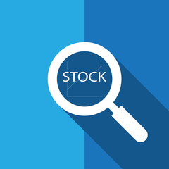 search or  find stock for investment - sign symbol icon with long shadow design