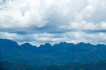 Mountain landscape with clouds in Norhtern Thailand