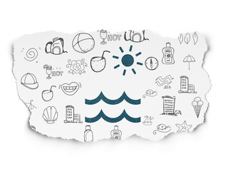 Tourism concept: Beach on Torn Paper background