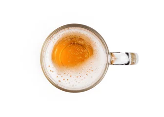 Foto op Canvas Mug of beer with bubble on glass isolated on white background top view © Love the wind