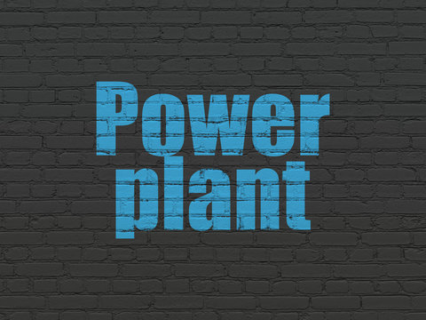 Manufacuring concept: Power Plant on wall background